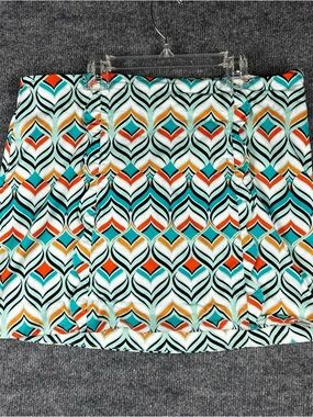 Crown & Ivy Geo Print Skort Retro Y2K Mini Colorblock Teal Orange Size 8